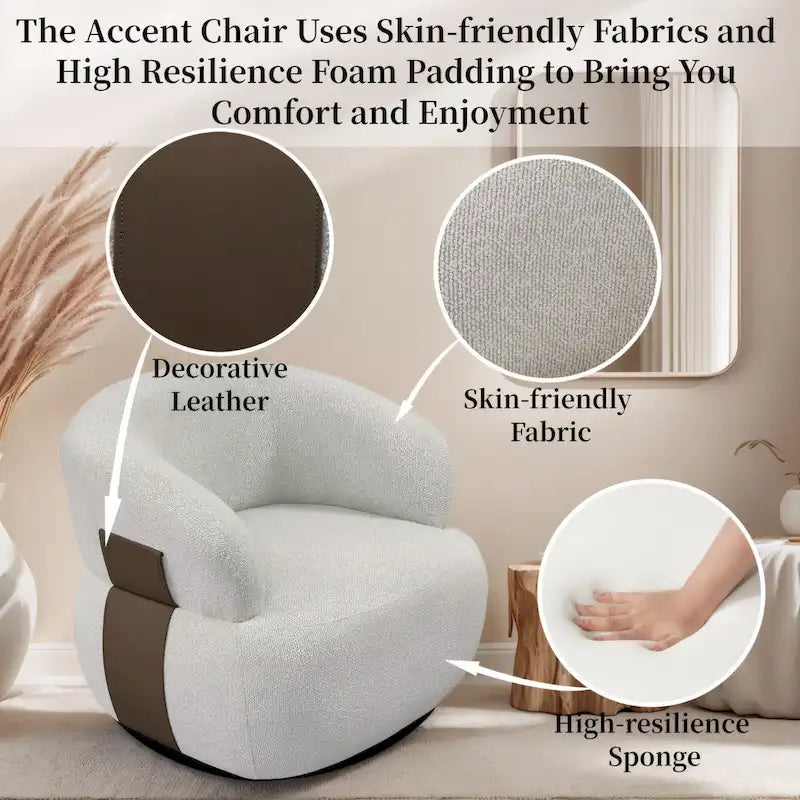 Ensemble de 2 fauteuils d'appoint pivotants à 360° Kieon 33W, style moderne.