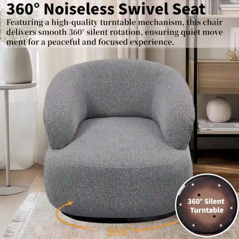 Ensemble de 2 fauteuils d'appoint pivotants à 360° Kieon 33W, style moderne.