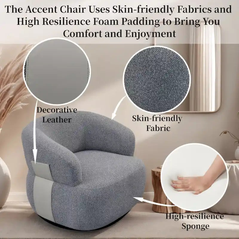 Ensemble de 2 fauteuils d'appoint pivotants à 360° Kieon 33W, style moderne.