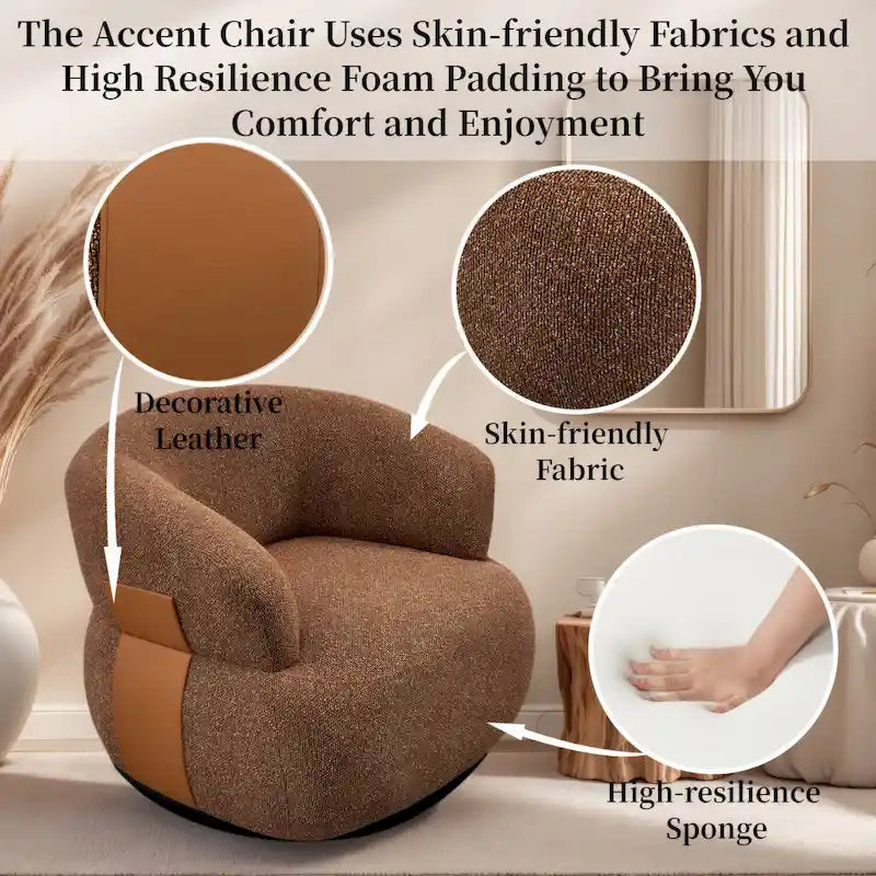 Ensemble de 2 fauteuils d'appoint pivotants à 360° Kieon 33W, style moderne.