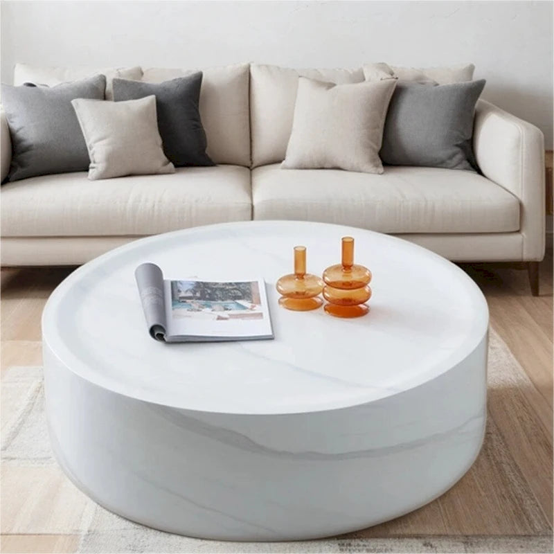 31.49 Sturdy Fiberglass Round Coffee Table with Large Storage