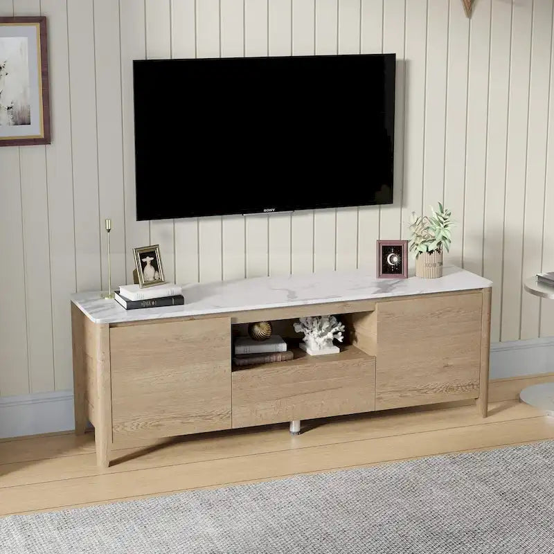 Meuble TV moderne 58 pouces avec rangement - Centre de divertissement
