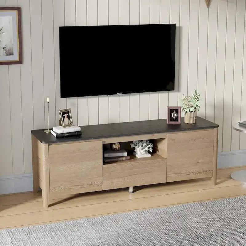 Meuble TV moderne 58 pouces avec rangement - Centre de divertissement