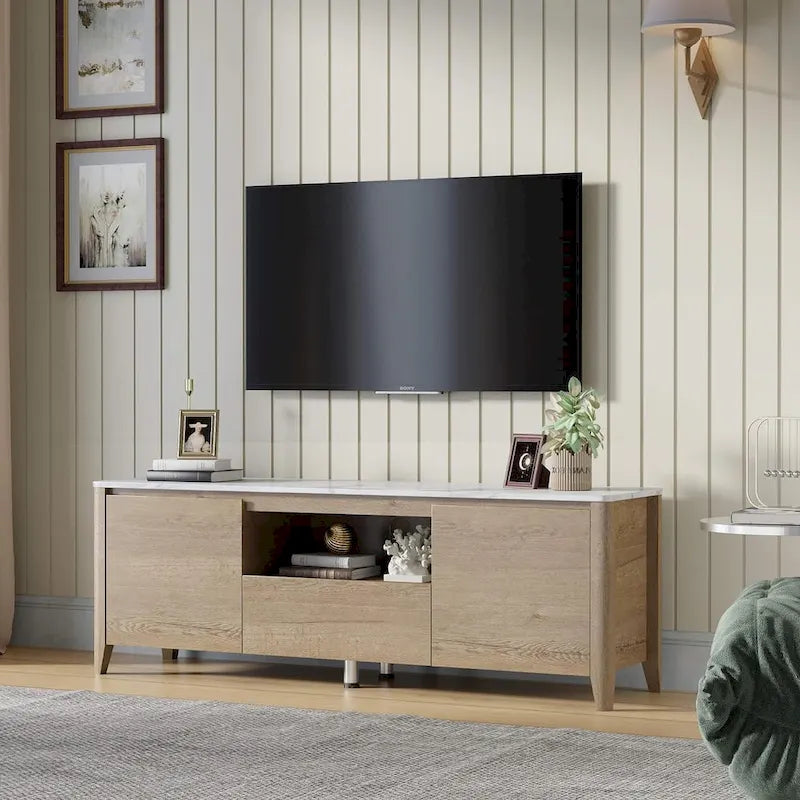 Meuble TV moderne 58 pouces avec rangement - Centre de divertissement