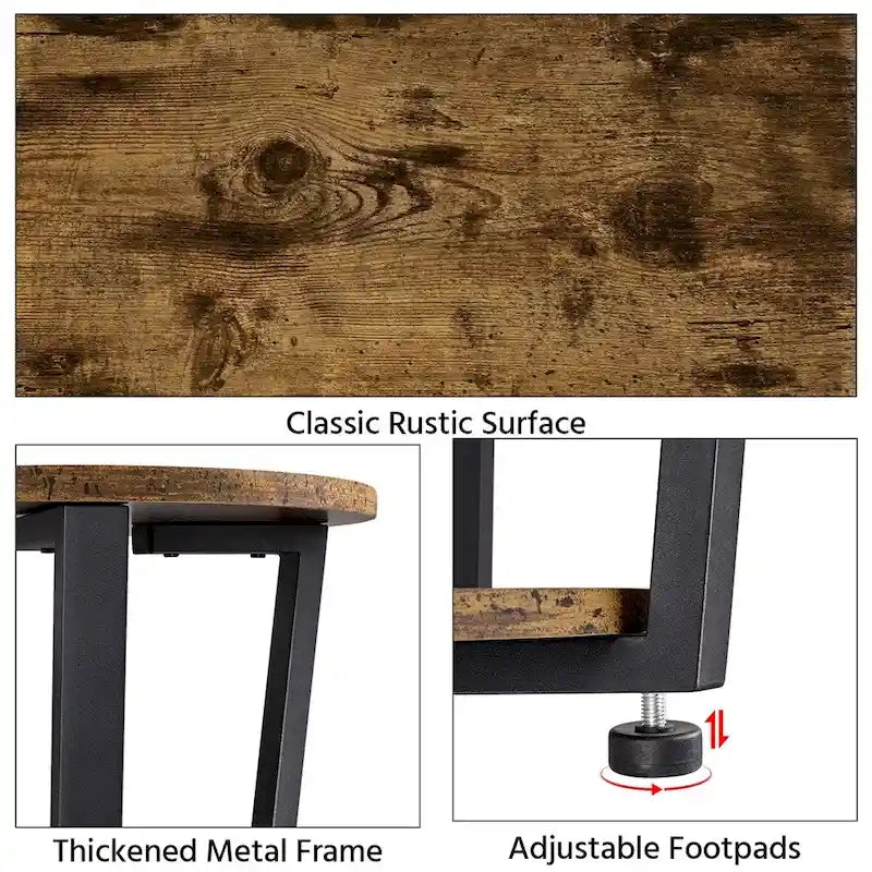 Table d'appoint ronde en métal Yaheetech avec étagère de rangement