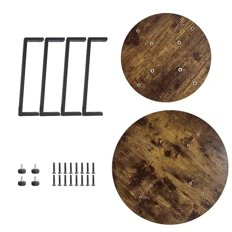 Table d'appoint ronde en métal Yaheetech avec étagère de rangement