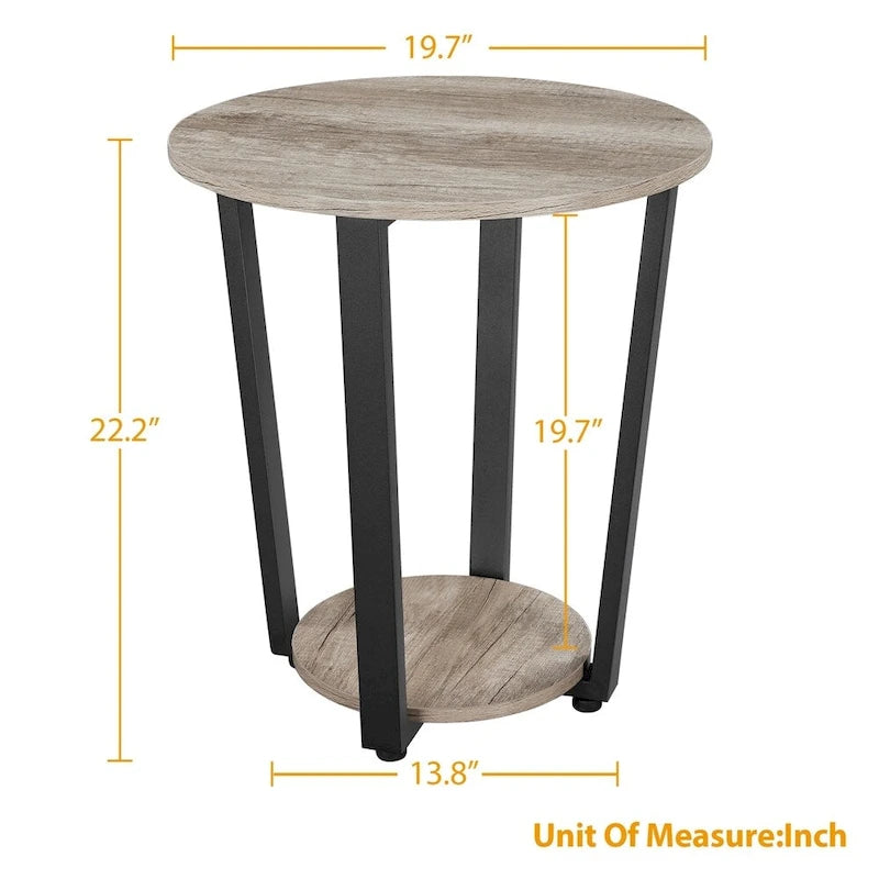 Table d'appoint ronde en métal Yaheetech avec étagère de rangement