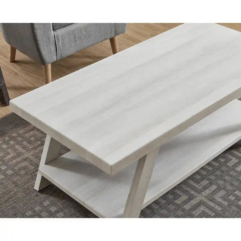Ensemble table basse contemporaine en bois 3 pièces avec étagère