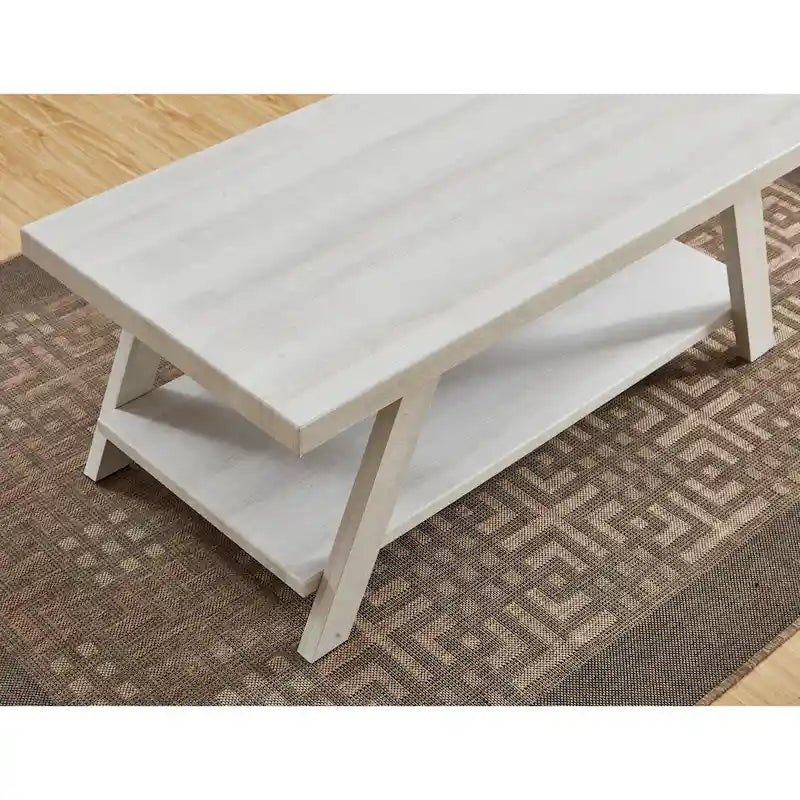 Ensemble table basse contemporaine en bois 3 pièces avec étagère