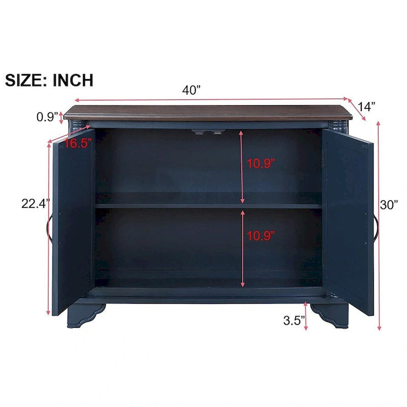 Buffet console style Mid-Century 40 avec étagère réglable