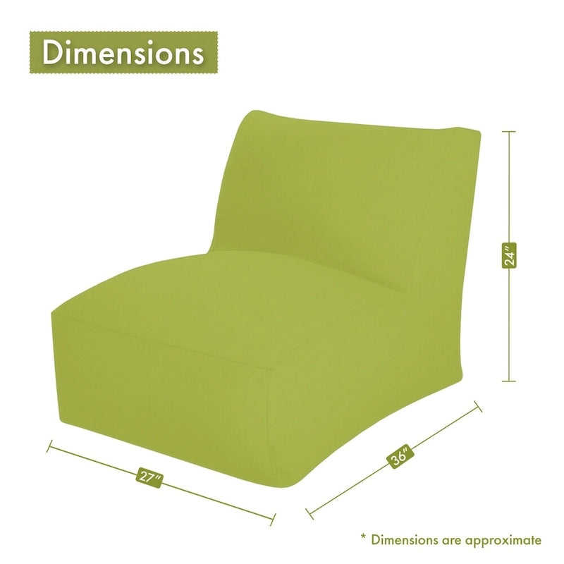 Pouf d'intérieur/extérieur à rayures verticales jaunes Majestic Home Goods, 91 cm L x 69 cm l x 61 cm H