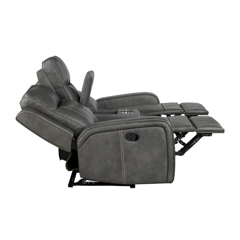 Canapé inclinable deux places Forrest Grey avec console