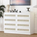 8 Drawer Rattan Double Storage Dresser for Bedroom