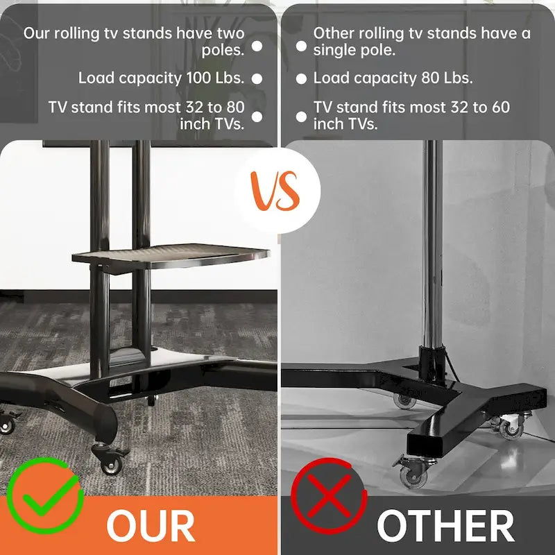 Support TV pivotant universel pour téléviseurs de 32 à 80 pouces, support de table réglable en hauteur avec inclinaison, VESA max. 600 x 400 mm