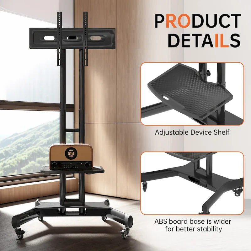 Support TV pivotant universel pour téléviseurs de 32 à 80 pouces, support de table réglable en hauteur avec inclinaison, VESA max. 600 x 400 mm