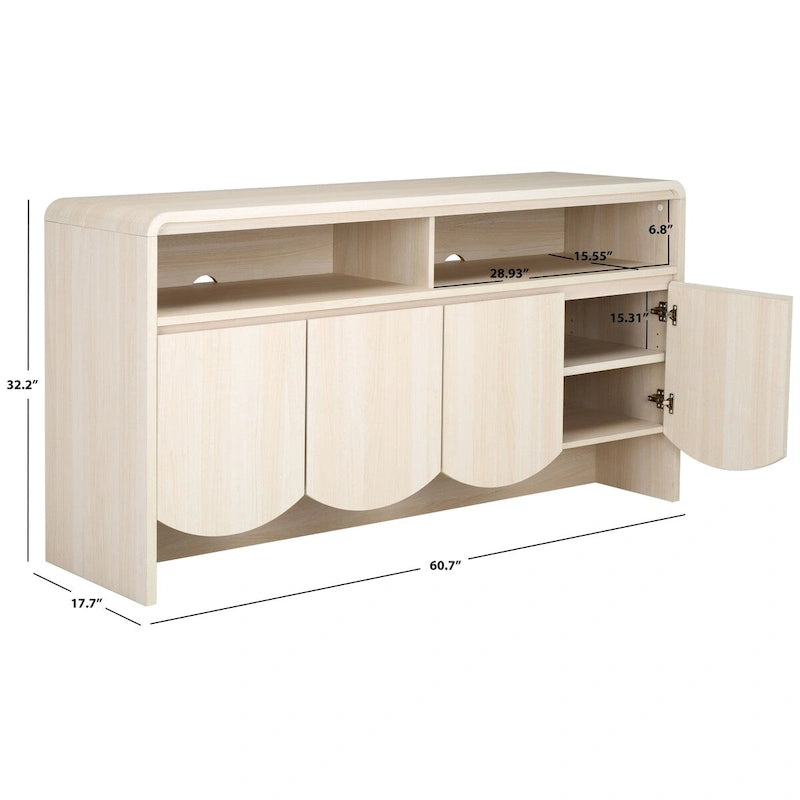 Buffet/meuble TV Narine 4 portes et 2 étagères de SAFAVIEH Home. - 61 cm (L) x 18 cm (P) x 32 cm (H)
