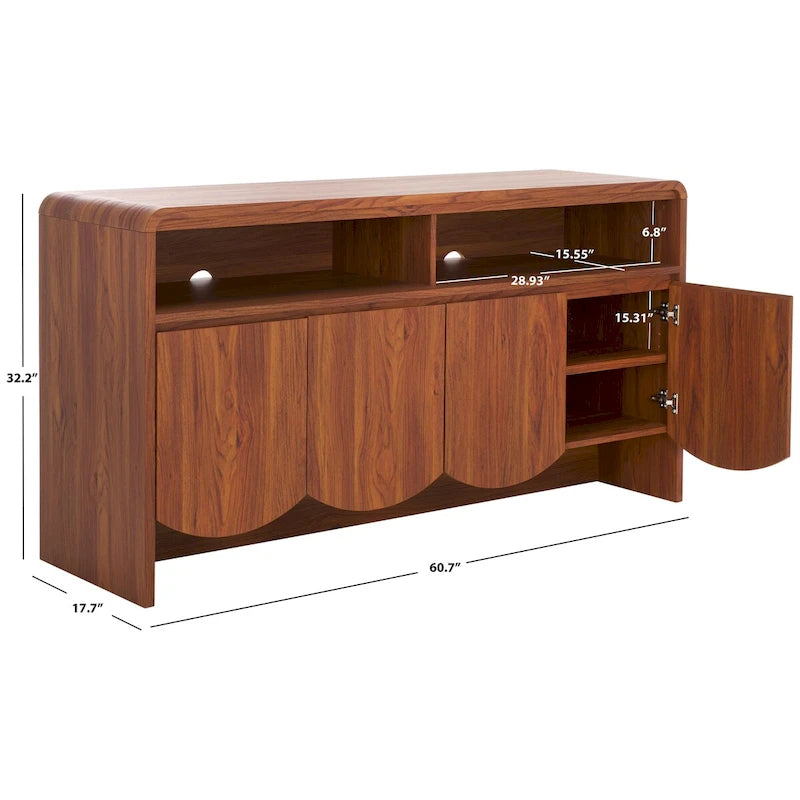 Buffet/meuble TV Narine 4 portes et 2 étagères de SAFAVIEH Home. - 61 cm (L) x 18 cm (P) x 32 cm (H)