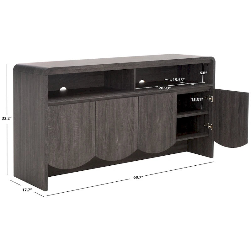 Buffet/meuble TV Narine 4 portes et 2 étagères de SAFAVIEH Home. - 61 cm (L) x 18 cm (P) x 32 cm (H)