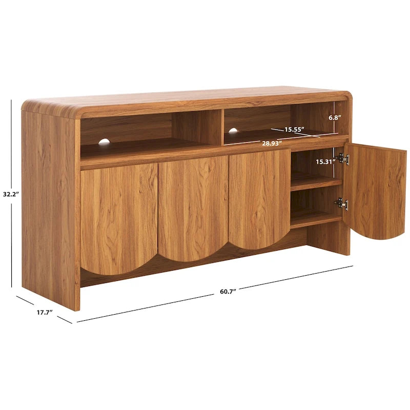 Buffet/meuble TV Narine 4 portes et 2 étagères de SAFAVIEH Home. - 61 cm (L) x 18 cm (P) x 32 cm (H)