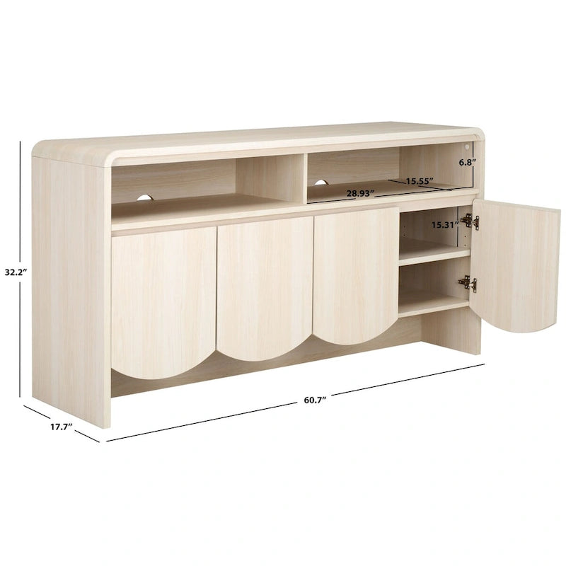 Buffet/meuble TV Narine 4 portes et 2 étagères de SAFAVIEH Home. - 61 cm (L) x 18 cm (P) x 32 cm (H)